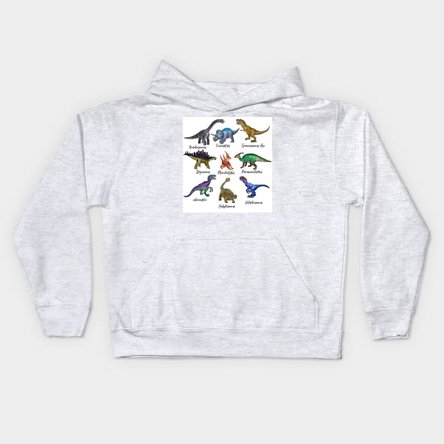 Dinosaurs Kids Hoodie by Viviredsonja